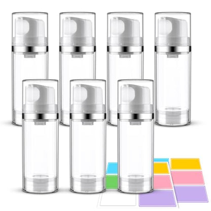 7 Pack Airless Pump Bottles 3.4oz/100ml Travel Pump Bottles - size: 3.4oz-7Pack