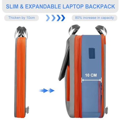 ZINZ Slim & Expandable Laptop Backpack 15.6 16 17 inch,Gray Orange - color: G01og01