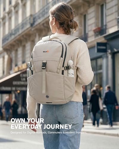 Tolaccea 30L Travel Backpack 15.6" Laptop Carry On Daypack for Work College - color: Kavir White