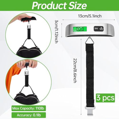 Jeffbaubl 3 Pack Digital Luggage Scale, Luggage Weight Scale, 110LB