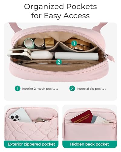 BAGSMART Puffy Fanny Packs for Women Belt Bag with Adjustable Strap - color: Pink