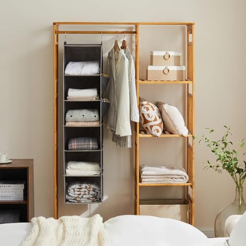 YOUDENOVA Hanging Closet Organizer and Storage, 6-Shelf, Grey - color: Grey