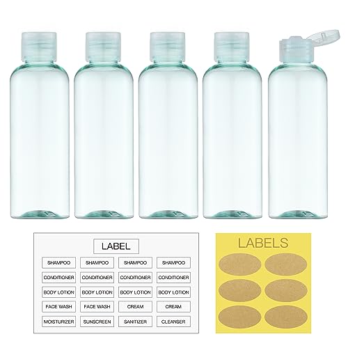 LISAPACK 3.4 oz Travel Bottles for Toiletries, Plastic Shampoo Containers - color: Light Green