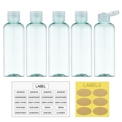 LISAPACK 3.4 oz Travel Bottles for Toiletries, Plastic Shampoo Containers - color: Light Green
