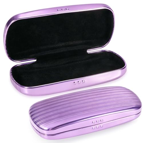 Hifot Metal Eyeglass Case Hard Shell, Aluminum Spectacles Box Sunglasses Case for Men Women, Reading Glasses Holder - color: Purple