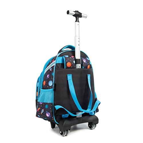 Meetbelify Boys Rolling Backpack Kids Backpacks with Wheels for Elementary Student School Bags Trolley Trip Luggage - color: A Dark Blue