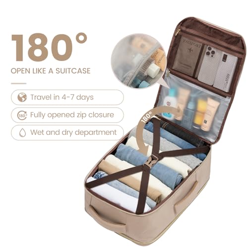 LOVEVOOK Travel Backpack For Women,50L Carry On TSA Personal Item Bag - color: Off-white and Khaki, size: 18 Inch-50L-4Pcs