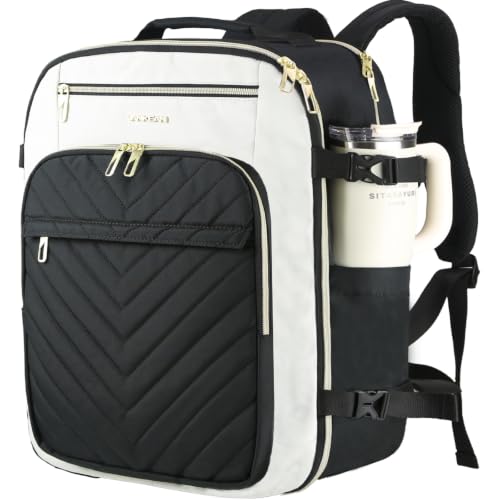 VANKEAN 40L Water- Resistant Laptop Backpack for Women College - color: Beige/Black, size: 40L