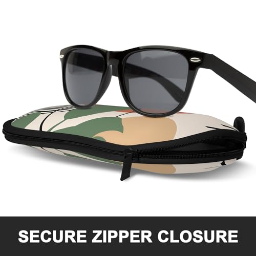 Sunglasses Soft Case, Ultra Light Portable Neoprene Zipper Glasses Case for Men Women - color: Modern Abstract Style