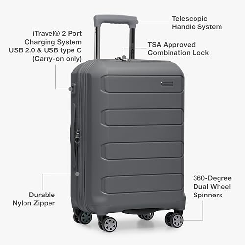 Traveler's Choice Pagosa Hardshell Expandable Luggage with Spinner Wheels, Gray, 30-Inch Large - color: Gray, size: 30-Inch Large