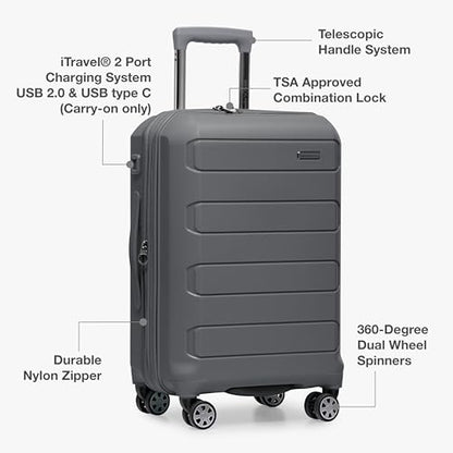 Traveler's Choice Pagosa Hardshell Expandable Luggage with Spinner Wheels, Gray, 30-Inch Large - color: Gray, size: 30-Inch Large