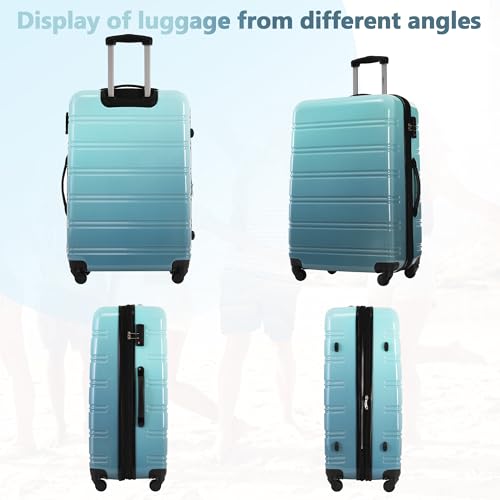 Merax 3-Piece Hardshell Luggage Set,Gradient Travel Suitcases,Blue+Multi - color: Gradient Blue, size: 3 Piece(20/24/28)