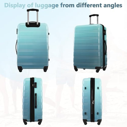 Merax 3-Piece Hardshell Luggage Set,Gradient Travel Suitcases,Blue+Multi - color: Gradient Blue, size: 3 Piece(20/24/28)