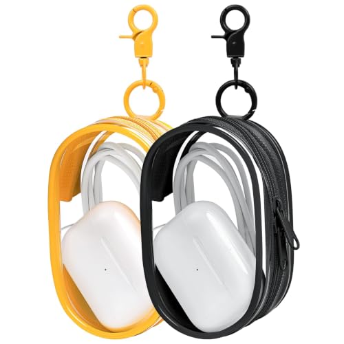 Linsaner 2 Pack Transparent Tech Pouch Storage Bags, Black + Yellow - color: A5-Black+Yellow