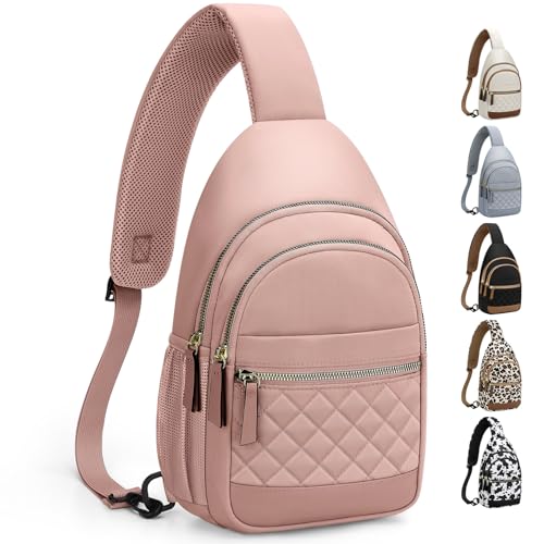 Capolo Crossbody Bags for Women Waterproof Sling Shoulder Bag Fanny Pack - color: Pink, size: Large