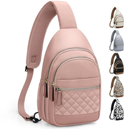 Capolo Crossbody Bags for Women Waterproof Sling Shoulder Bag Fanny Pack - color: Pink, size: Large