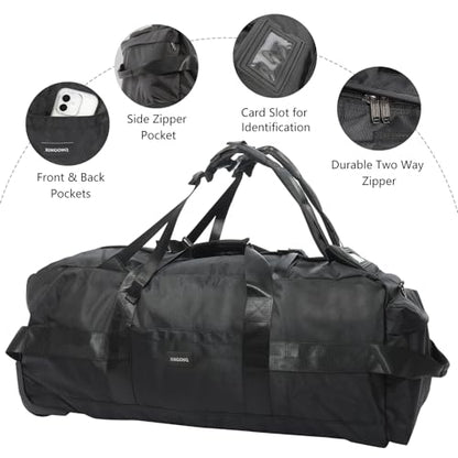 80L Rolling Travel Duffle Bag with Wheels, Black - color: Black