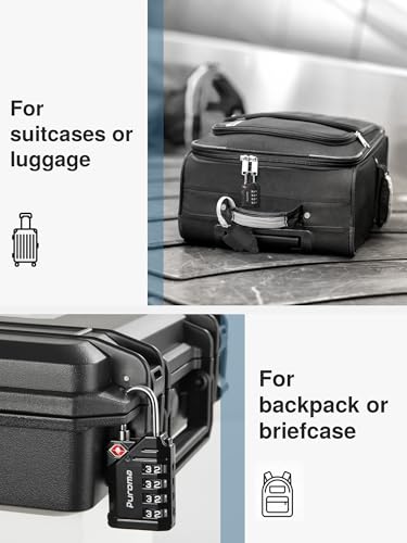 Puroma TSA Approved Travel Luggage Locks, 4 Pack Black 4 Digit Resettable Combination Code Lock with Zinc Alloy Body for Suitcase, Backpack, Laptop Bag, Gym Locker, Toolbox - color: Basic Black