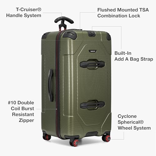 Traveler's Choice Maxporter II Polycarbonate Hardside Trunk with Spinner Wheels, Green, 31-Inch Large Trunk - color: Dark Green, size: 31-inch Large Trunk