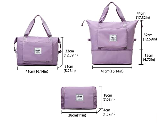 NWLR Foldable Travel Bag Expandable Weekender Duffle Bag for Women - color: Black