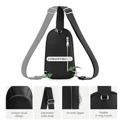 befen Genuine Leather Sling Bag for Women, Anti Theft Crossbody Chest Bags - color: Black
