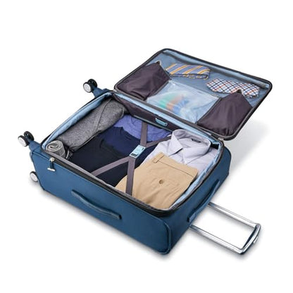Samsonite Solyte DLX Softside Expandable Luggage with Spinner Wheels, Mediterranean Blue, Checked-Large 29-Inch - color: Mediterranean Blue, size: Checked-Large 29-Inch