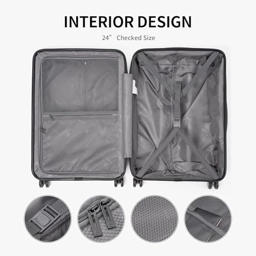LEVEL8 Luggage Sets 3 Piece, Hardshell Suitcase with Wheels, 20/24/28 Inch - color: Blue, size: 3-Piece Set (20/24/28)