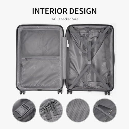 LEVEL8 Luggage Sets 3 Piece, Hardshell Suitcase with Wheels, 20/24/28 Inch - color: Blue, size: 3-Piece Set (20/24/28)