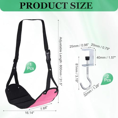 PATIKIL Airplane Footrest Adjustable Foot Hammock with Hooks Rose - color: Rose
