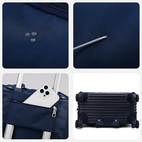 Rolling Duffle Bag with Wheels and Handle, Expandable Foldable Carry On Luggage with Removable Wheels, Personal Item Travel Bag, Lightweight Duffel Tote for Gym Hospital Weekender (Deep Navy) - color: Deep Navy