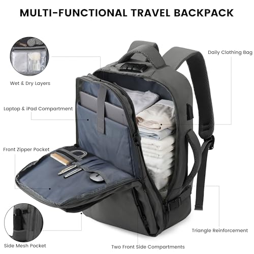 TANTOMI Travel Backpack for Women, Laptop Bag, 23L Carry on Backpack - color: Dark Grey, size: Large