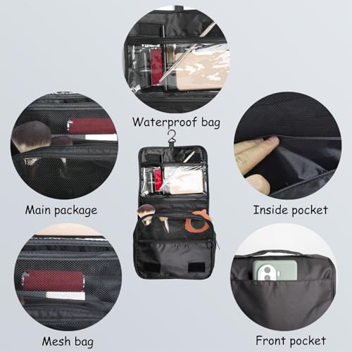 Hanging Toiletry Bag Travel Waterproof Makeup Organizer for Women Men(Blue) - color: Blue