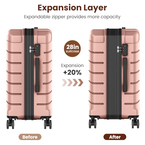Luggage Sets 3 Piece Lightweight Hardshell Suitcase（Rose Gold - color: RPSE GOK