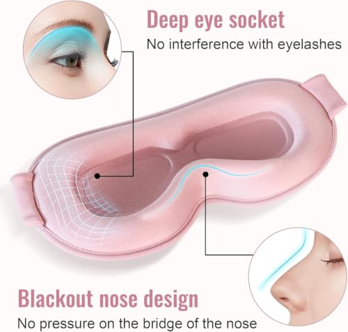 Sleep Mask for Lash Extensions, 3D Contoured Weighted Eye Cover - color: Black Pink
