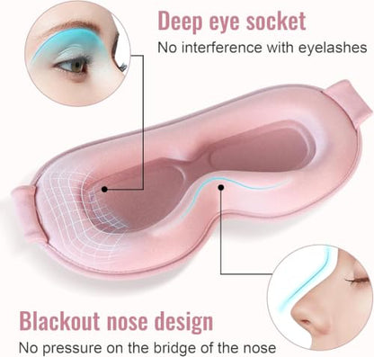 Sleep Mask for Lash Extensions, 3D Contoured Weighted Eye Cover - color: Black Pink