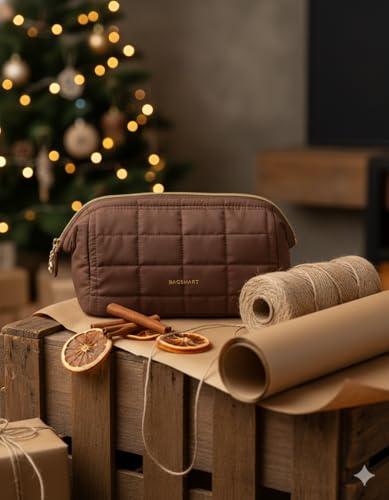 BAGSMART Makeup Bag Travel Toiletry Bag, Wide-open Zipper Pouch, Chocolate - color: 12-Chocolate
