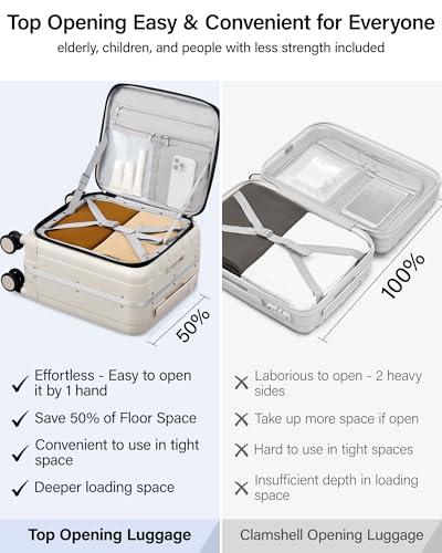 Hanke 16 Inch Small Carry On Luggage, Top Opening Aluminum Frame Suitcase - color: Ivory White, size: 16 Inch