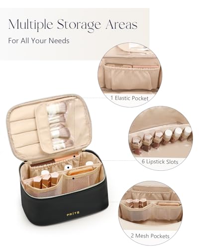 Prite Makeup Bag Travel Cosmetic Case, Toiletry Bag Organizer, Black Set - color: Black Set