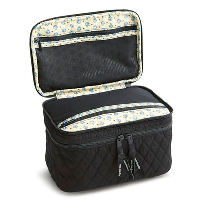 Vera Bradley Women's Premium Cotton Brush Up Cosmetic Case – Makeup Organizer & Toiletry Storage – Moonless Night - color: Moonless Night