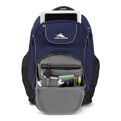 High Sierra Powerglide Wheeled Backpack, True Navy/Black, One Size - color: True Navy/Black