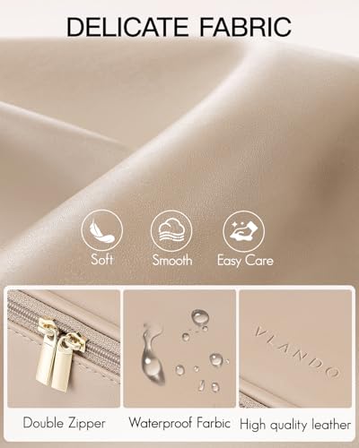VLANDO Travel Makeup Bag with Separate Brush Storage,Toffee - color: 01-Toffee