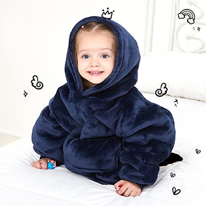 KFUBUO Wearable Blanket Hoodie for Kids With Pocket Toddlers 2-6 Year Old - color: Navy, size: Kids 2-6YR