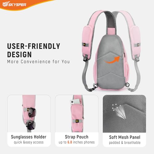 SKYSPER Sling Bag RFID Cross Body Bag Recycled Crossbody Backpack Travel Daypack - color: Pink