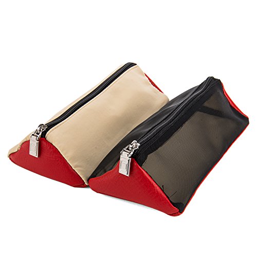 Lencca Stowaway Premium Utility Organizer Bag | Compact Travel Roll-Up Pouch with Detachab – Hanging Toiletry Travel Organizer with 4 Removable Pouches, Water-Resistant - color: Beige