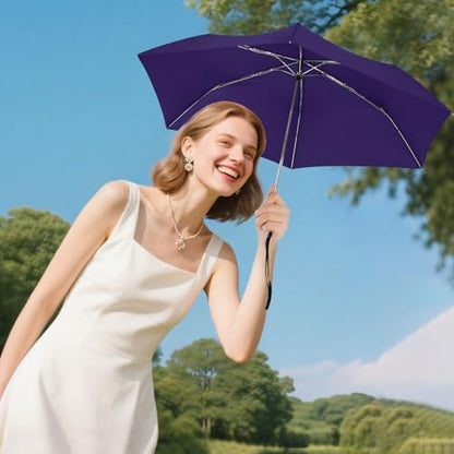 Travel Umbrella Compact Small Folding Windproof Lightweight for Women - color: 12.Dark Purple