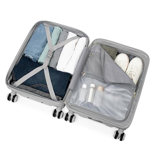 Traveler's Choice Elm 21" Carry-on Expandable Spinner Luggage Set - Matte Silver - color: Matte Silver, size: 21" Carry-On (1-Piece)