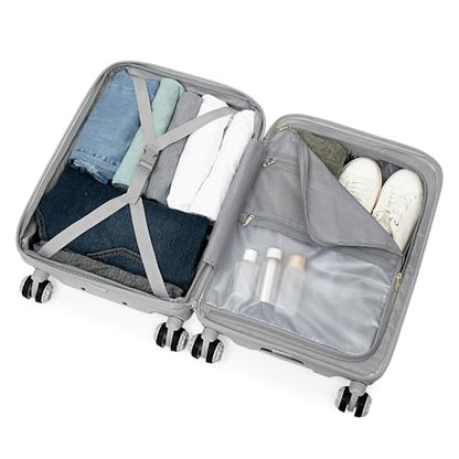 Traveler's Choice Elm 21" Carry-on Expandable Spinner Luggage Set - Matte Silver - color: Matte Silver, size: 21" Carry-On (1-Piece)