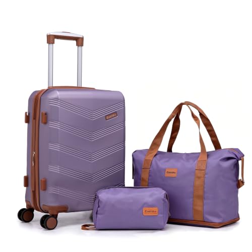 CONCEPTEN Expandable Luggage Sets 5 Piece Suitcases with Spinner Wheels - color: Purple, size: 3 Piece