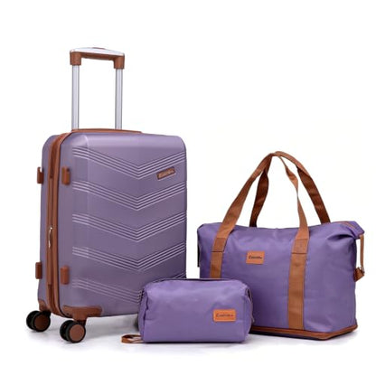 CONCEPTEN Expandable Luggage Sets 5 Piece Suitcases with Spinner Wheels - color: Purple, size: 3 Piece