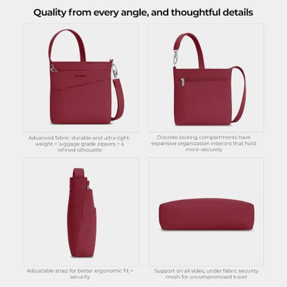 Travelon Anti-Theft Roam Small Crossbody - color: Cranberry